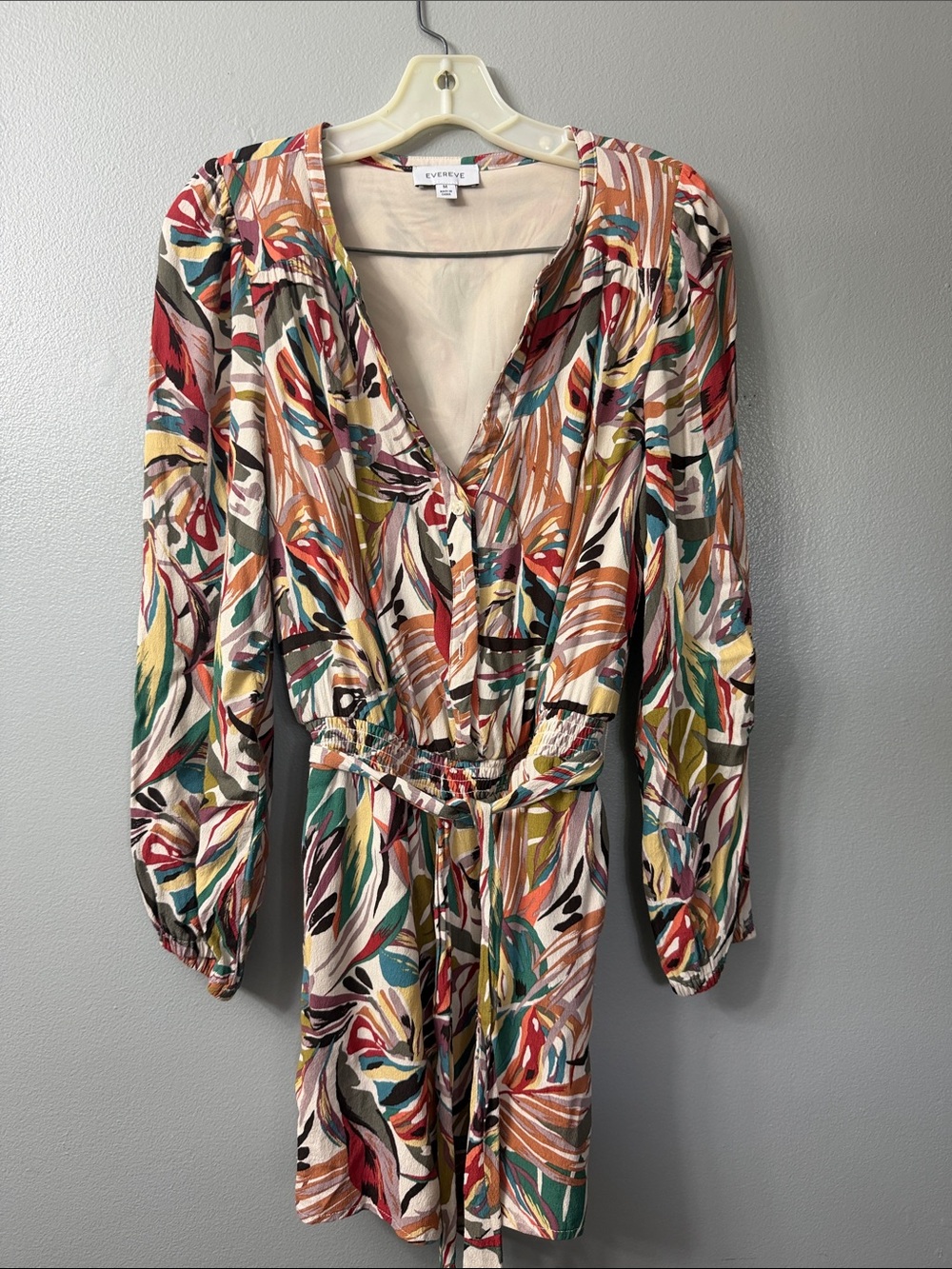 evereve evie long sleeve short romper medium